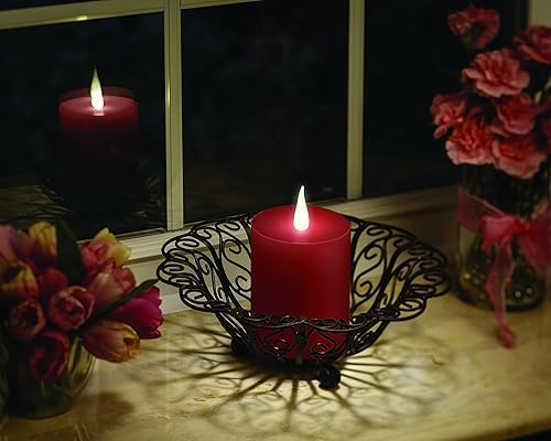 Miniatura 2 de Xodus Innovations WC1684R - Vela de pilar de cera LED sin llama de 4 pulgadas con temporizador automático y llama parpadeante 3D blanca cálida