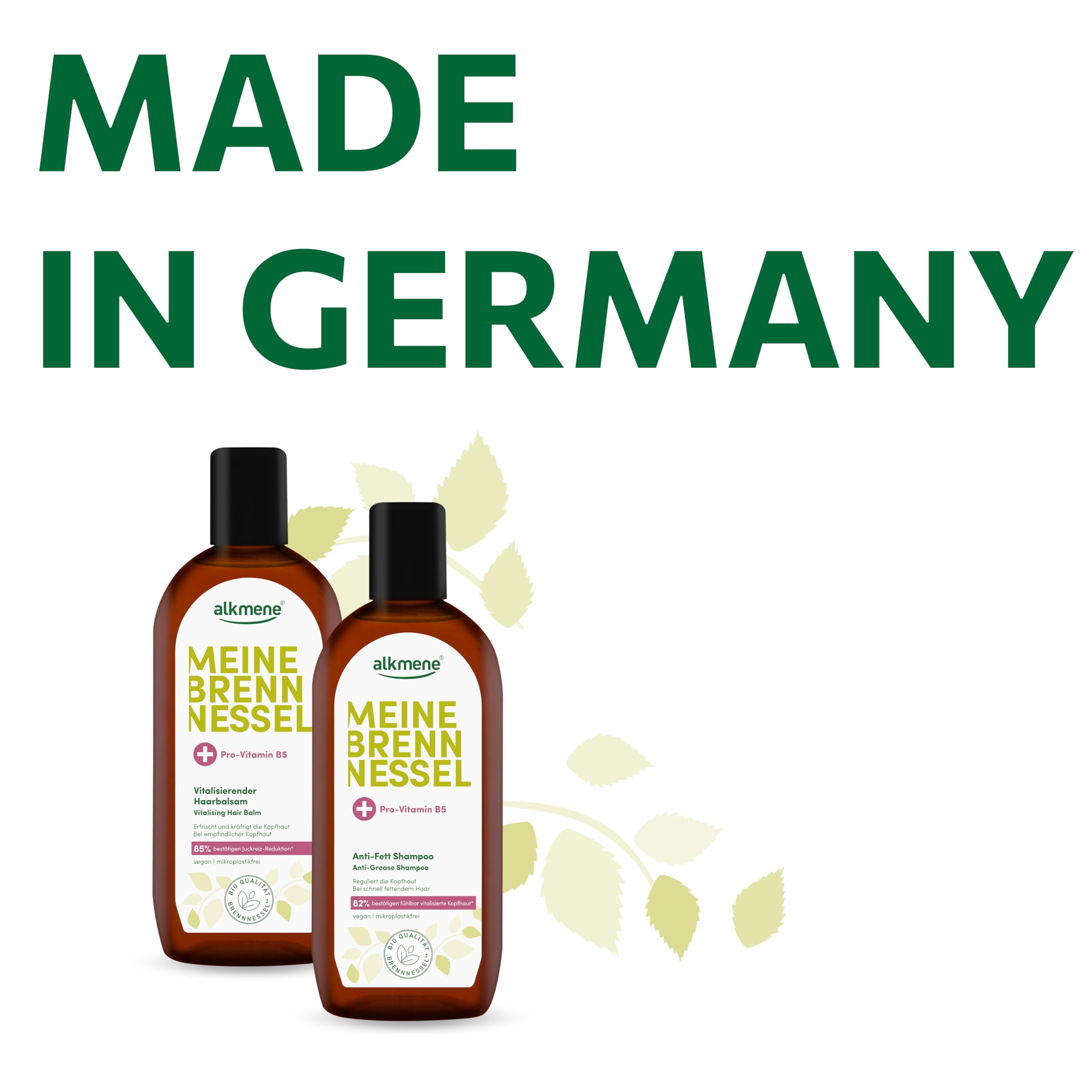 alkmene Champú contra el cabello graso con ortiga, 6 x 250 ml | Champú vegano para el cuero cabelludo graso que reduce la grasa rápida - Enfoque graso
