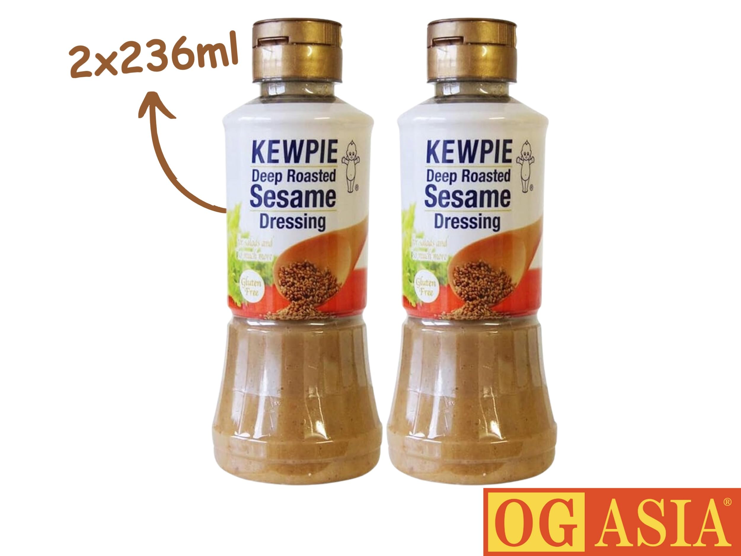 KEWPIE Dressing sezamowy, dwupak, japoński dressing z prażonym sezamem, 2 x 236 ml, OG ASIA - 472 ml