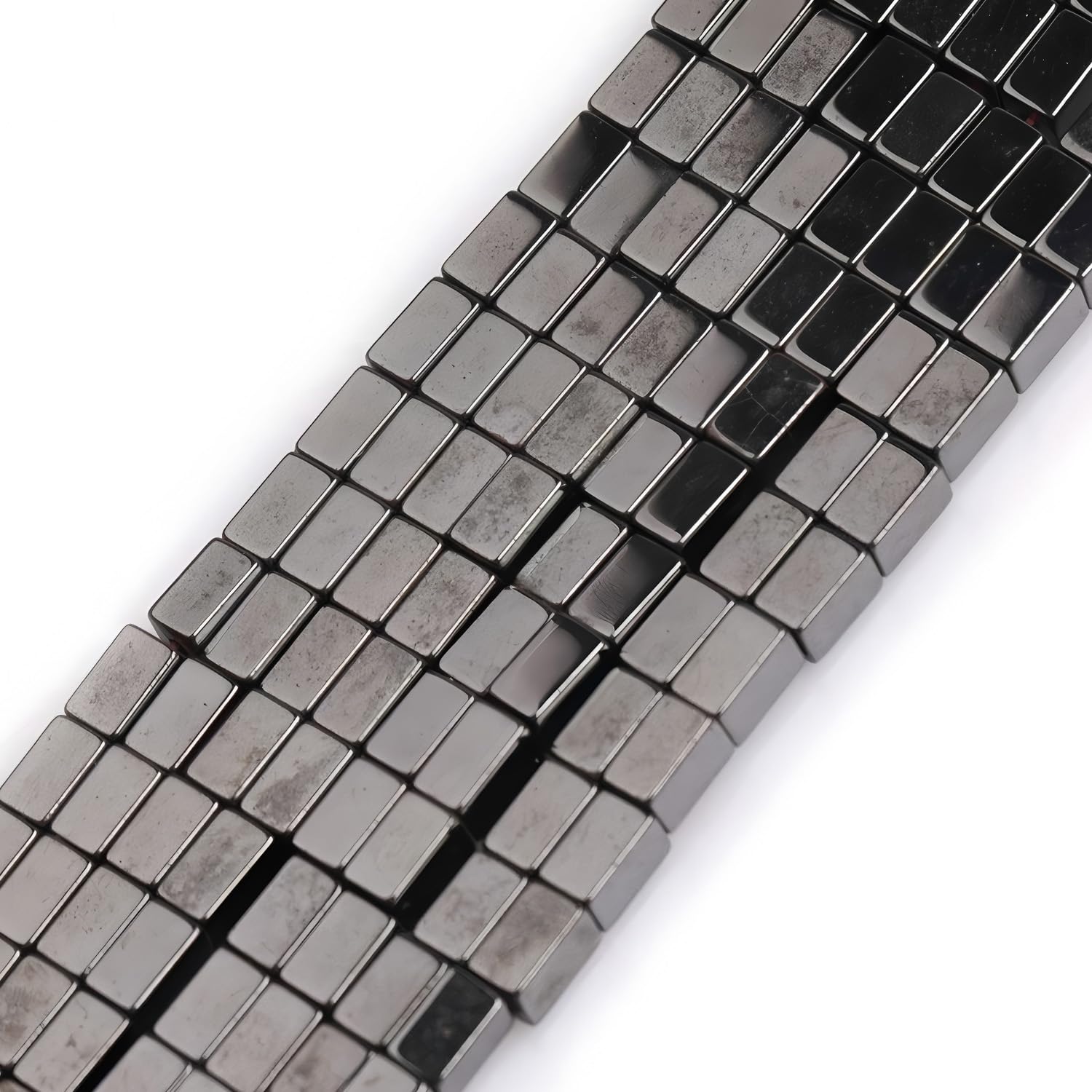 HAAMIIQII 65pcs 3x6mm Natural Black Hematite Loose Gemstone Beads Rectangle Spacer Stone Beads for Jewelry Making DIY Bracelets Necklaces Crafting