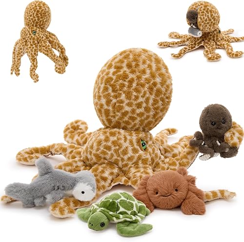 Vista 240 de Juego de 7 juguetes de peluche de dragón verde gigante de 21.7 pulgadas, animal de peluche con 4 bebés y 2 huevos, dinosaurios de peluche para niños