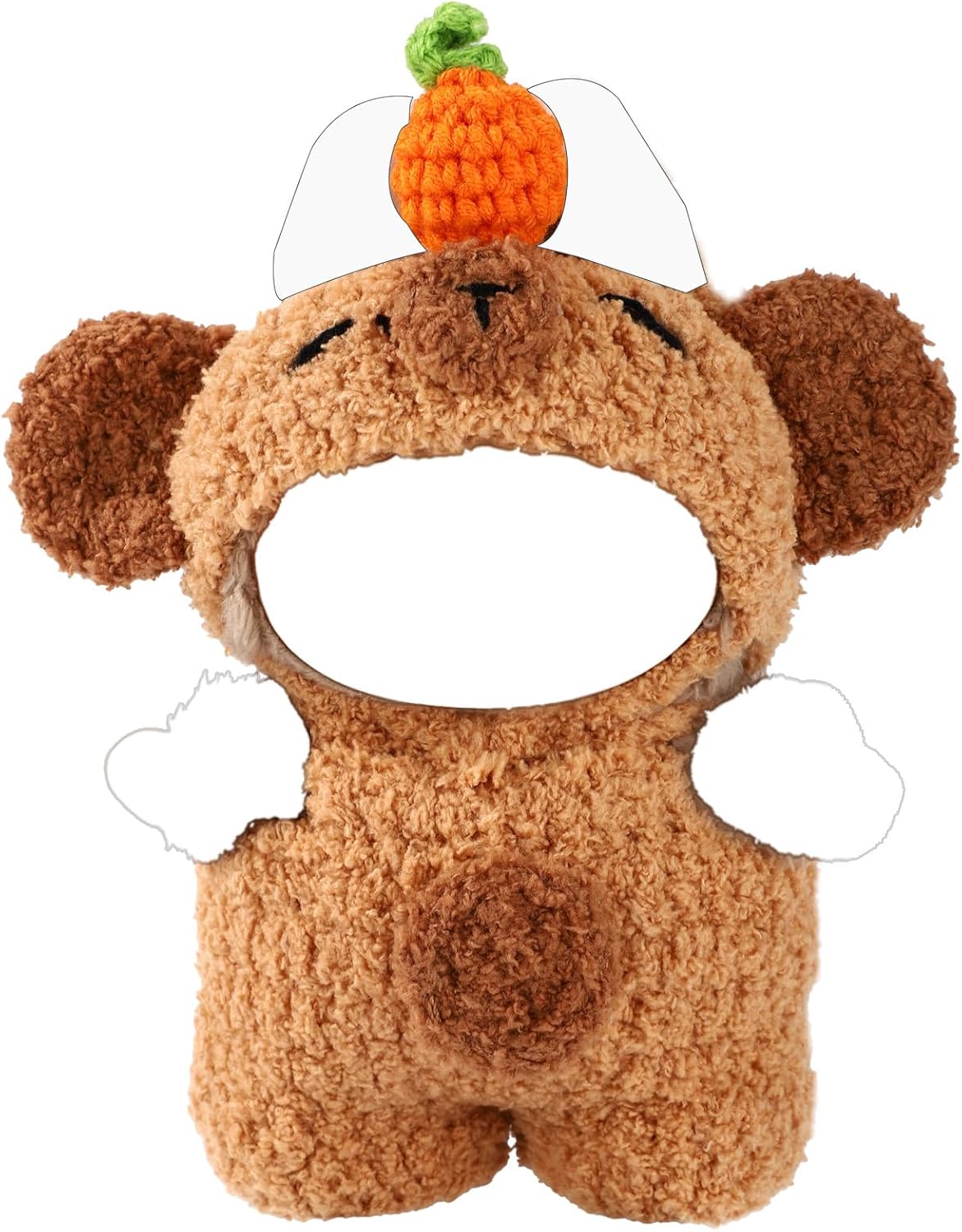 17cm Doll Clothes Set, Handmade Capybara Outfit for Dolls Include Pants Hat Cartoon Designer Accessories for 15cm & 17cm Toy Figure Decoration (Khaki)