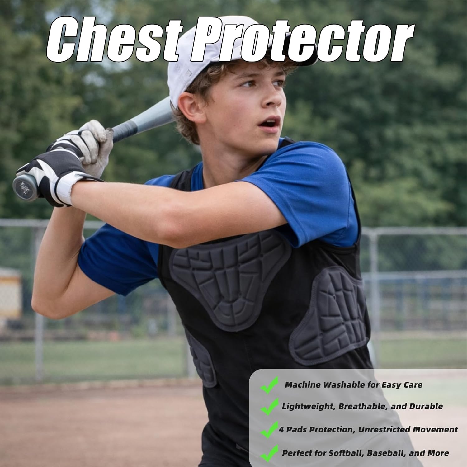 Mens Youth Padded Compression Shirt – Football Rib Protectors, Baseball Chest Protector, Basketball Padded Shirt for Impact Protection