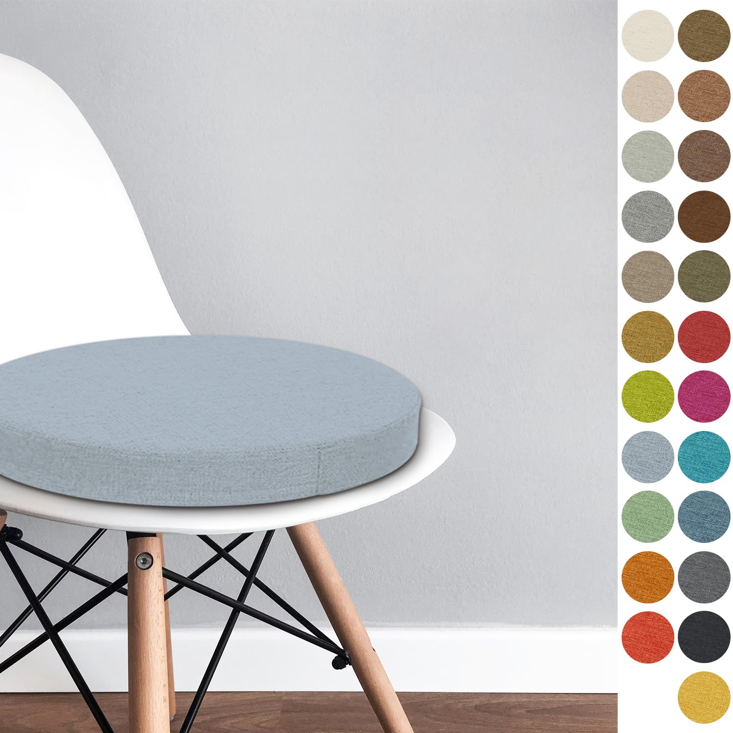 Round Chair Pad 45x45x8 CM Bistro Circular Chair Cushion Garden Kitchen Dining Chair Seat Cushion Memory Foam Chair Seat Pad,Color#9 Light blue