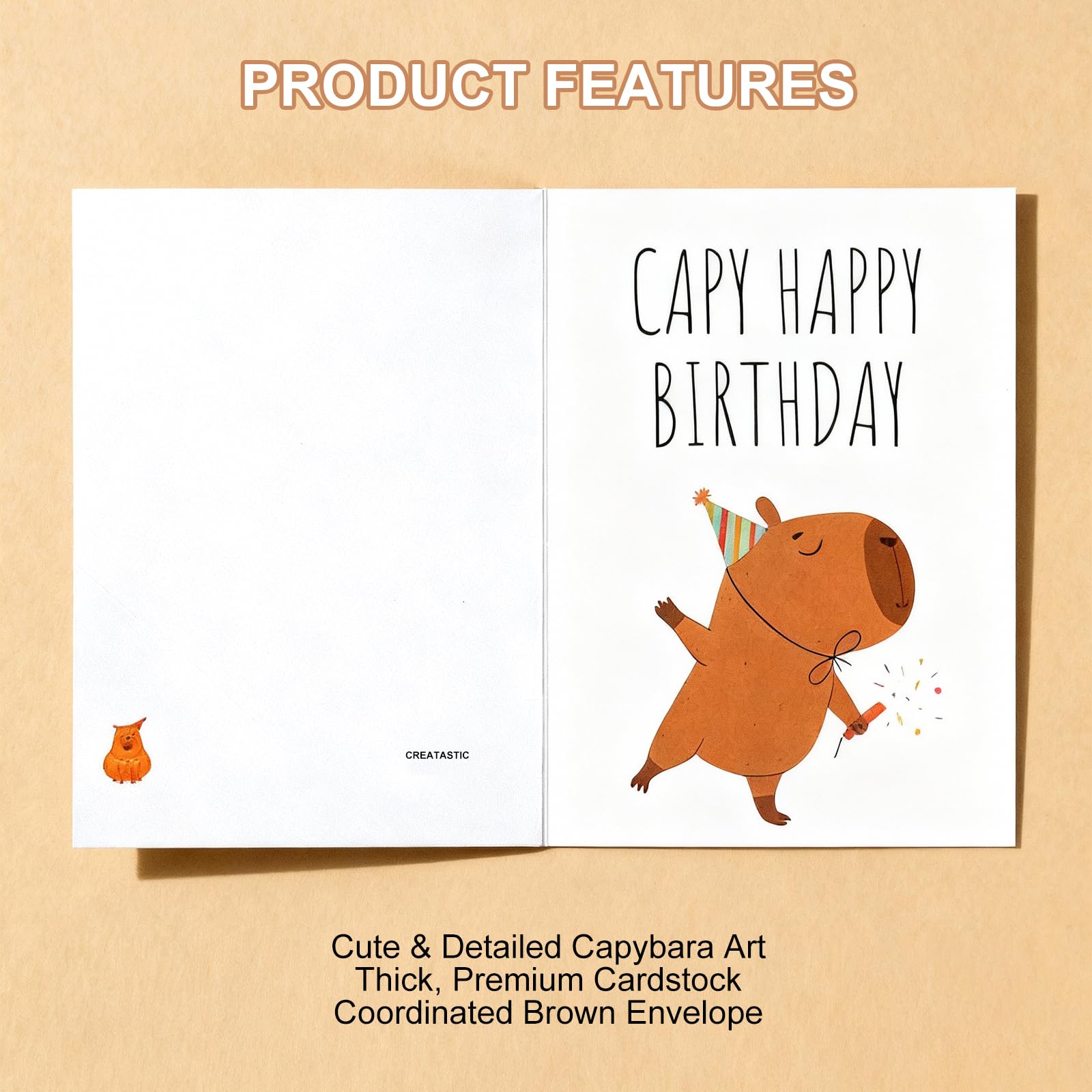 Biglietto d'Auguri Compleanno con Capybara e Torta - Carta Divertente