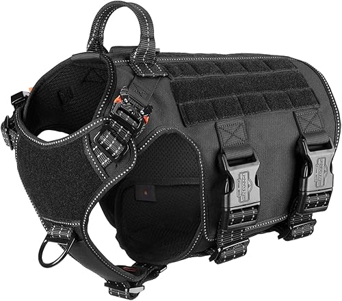 ICEFANG Arnés táctico reflectante para perro con 6 hebillas para perros de tamaño mediano, chaleco MOLLE para perros de trabajo para caminar,