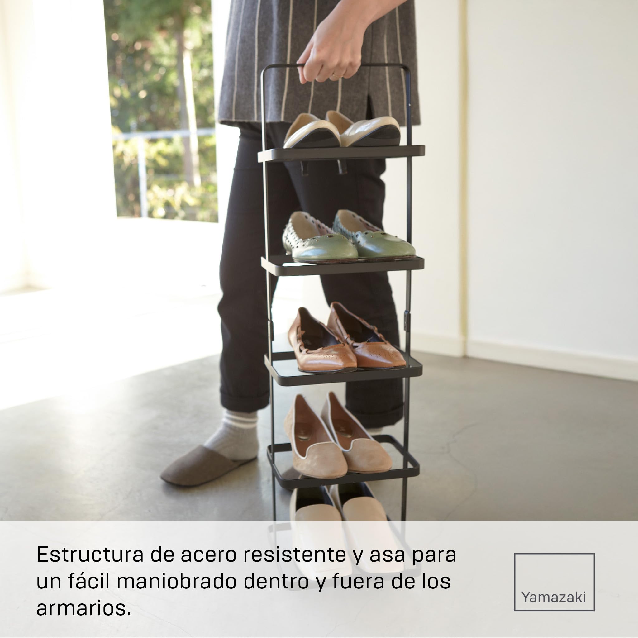 YAMAZAKI 2479 TOWER Shoe Rack, black, Steel, 22 x 18 x 77.5 cm