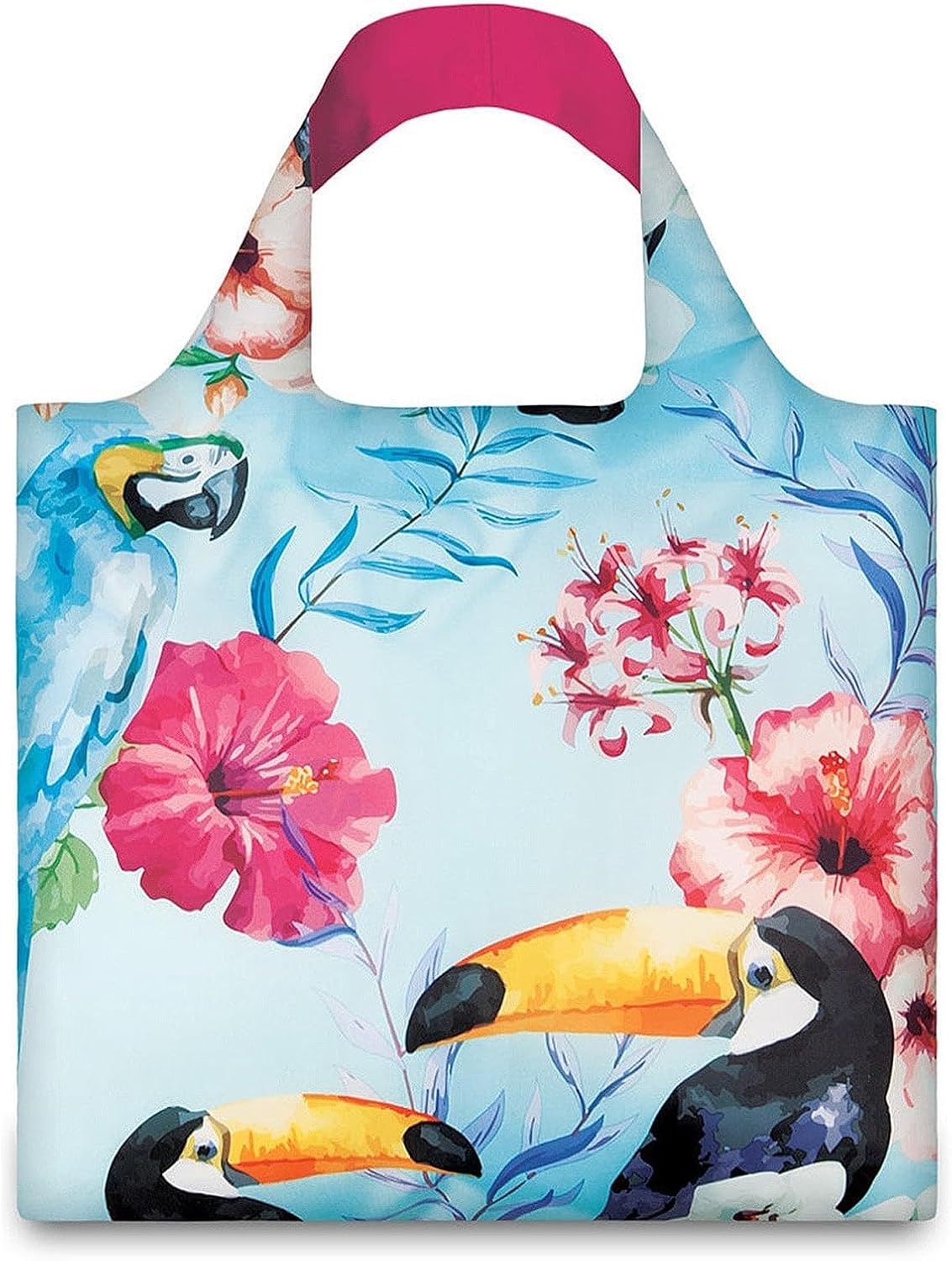 allydrew LOQI Seed Reusable Shopping Bags (Set of 3), Ash, Coral, Birds