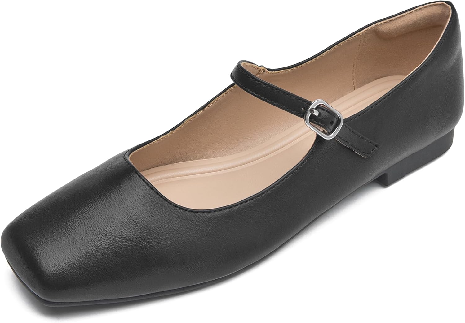 WONDERWAY Women Mary Jane Shoes,Slip On Ankle Strap Dress Flat Shoes