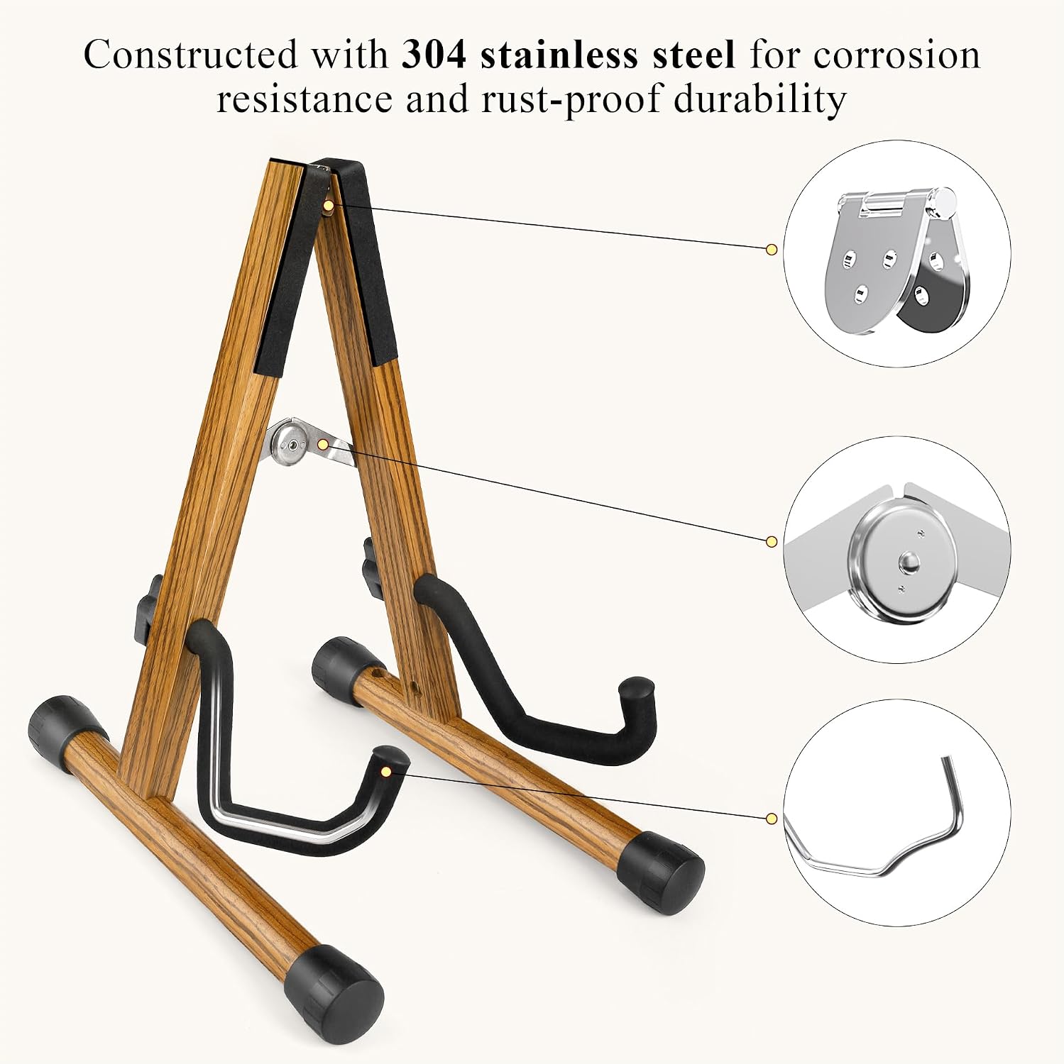 DIDA Guitar Stand, Wooden A-Frame Stands for Acoustic Guitar, Violin, Ukulele, Electric Guitar, Bass, and Cello with Non-Slip Padding for Home and Travel (Zebra Wood, Ukulele&Violin)