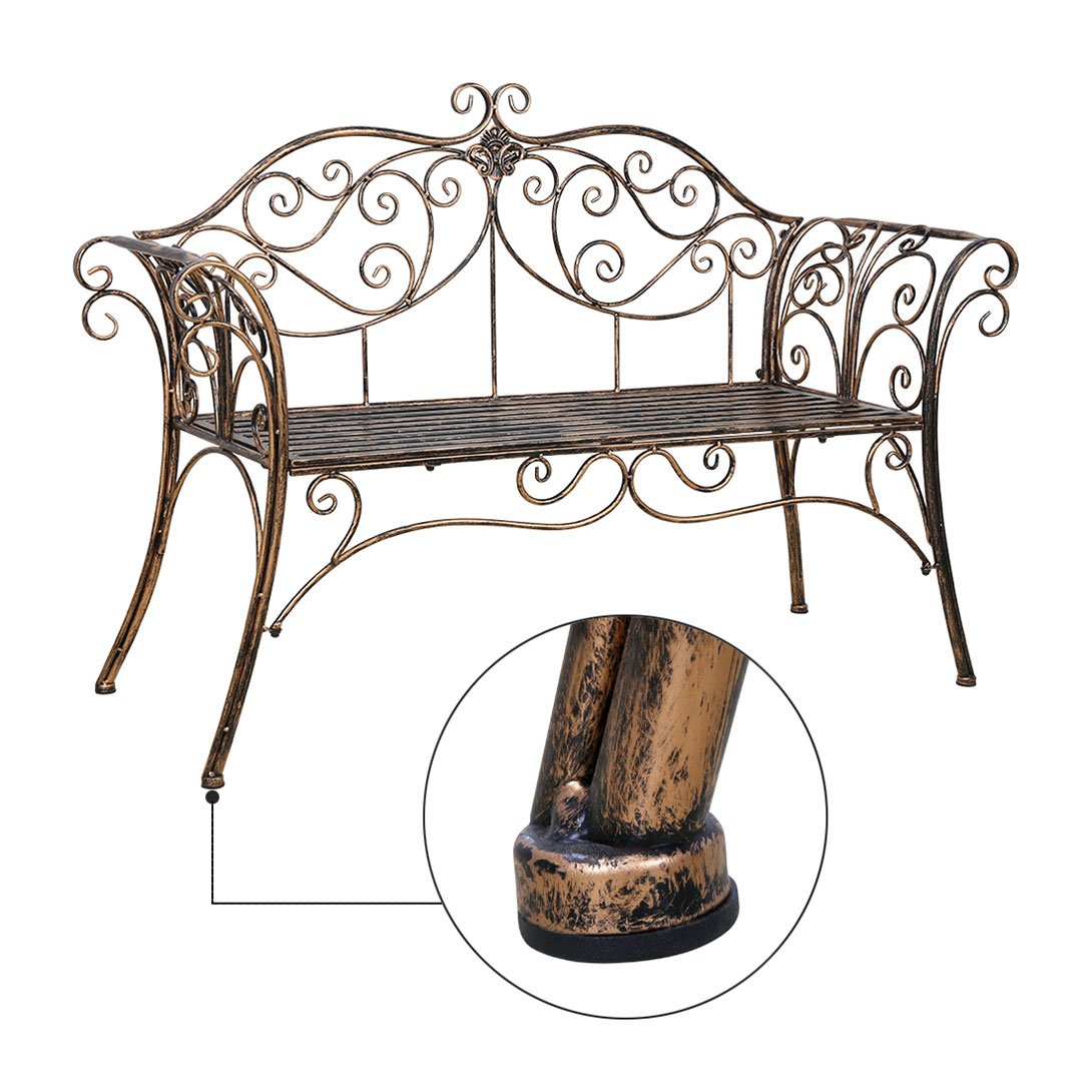 Banc Exterieur Jardin Metal, Banc Vintage, Canape Jardin 2 Places, 133 * 49 * 90 cm