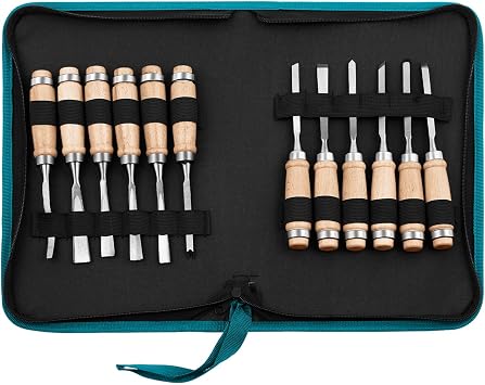 Monkey King Bar-12pcs Wood Carving Chisel Set- Sharp Woodworking Tools with Case Storage