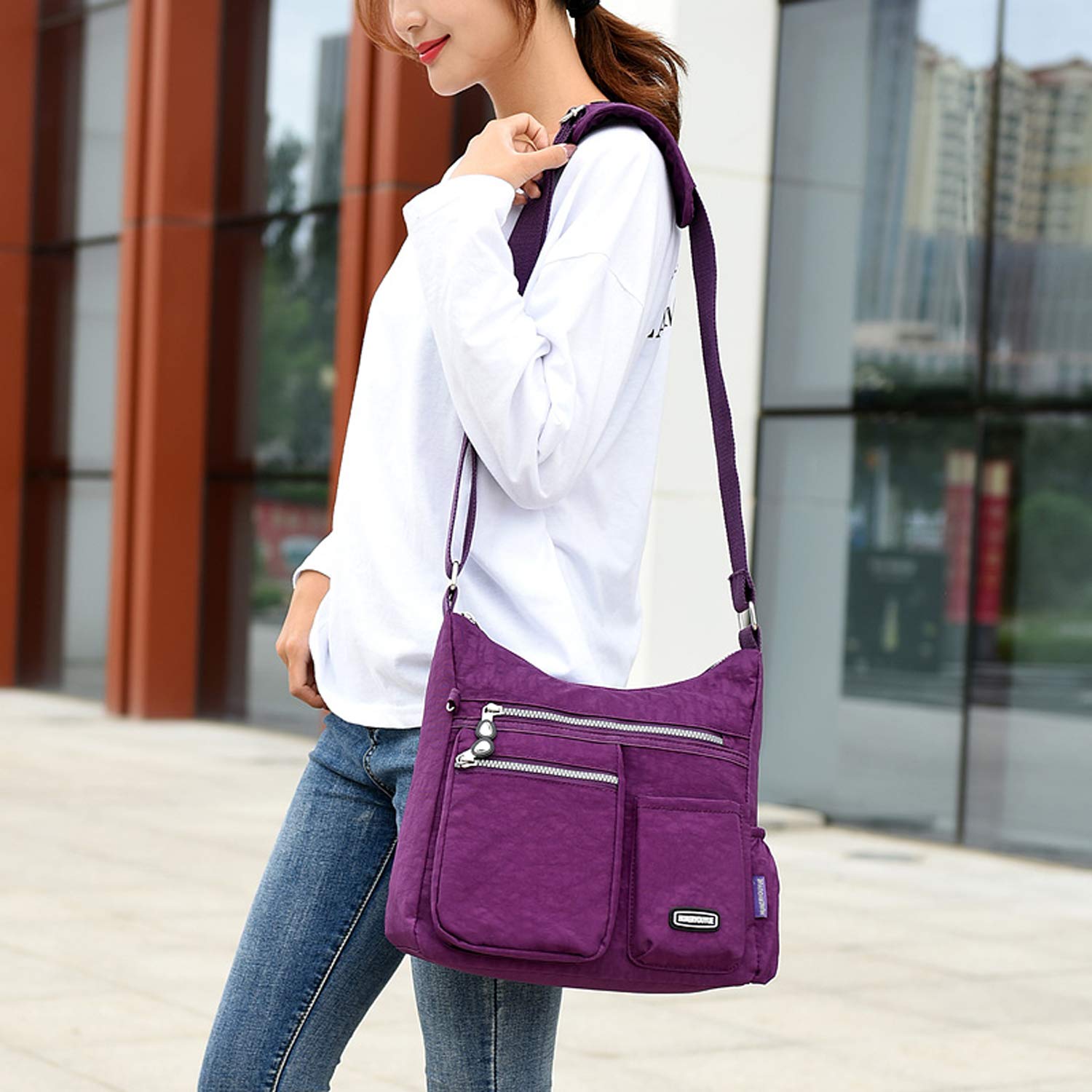 Borsa Tracolla Impermeabile Borse a Spalla Donna Borse da Viaggio Leggero Borsa Laterale Sportiva Sacchetto Casuale Durevole Borsetta per Libri Borsello Scuola