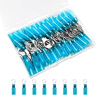 Vista 8 de 50 unidades de conectores termocontraíbles para cables, terminales de anillo impermeables 12-10 AWG, terminales de cable 12-10 AWG #10 para uso