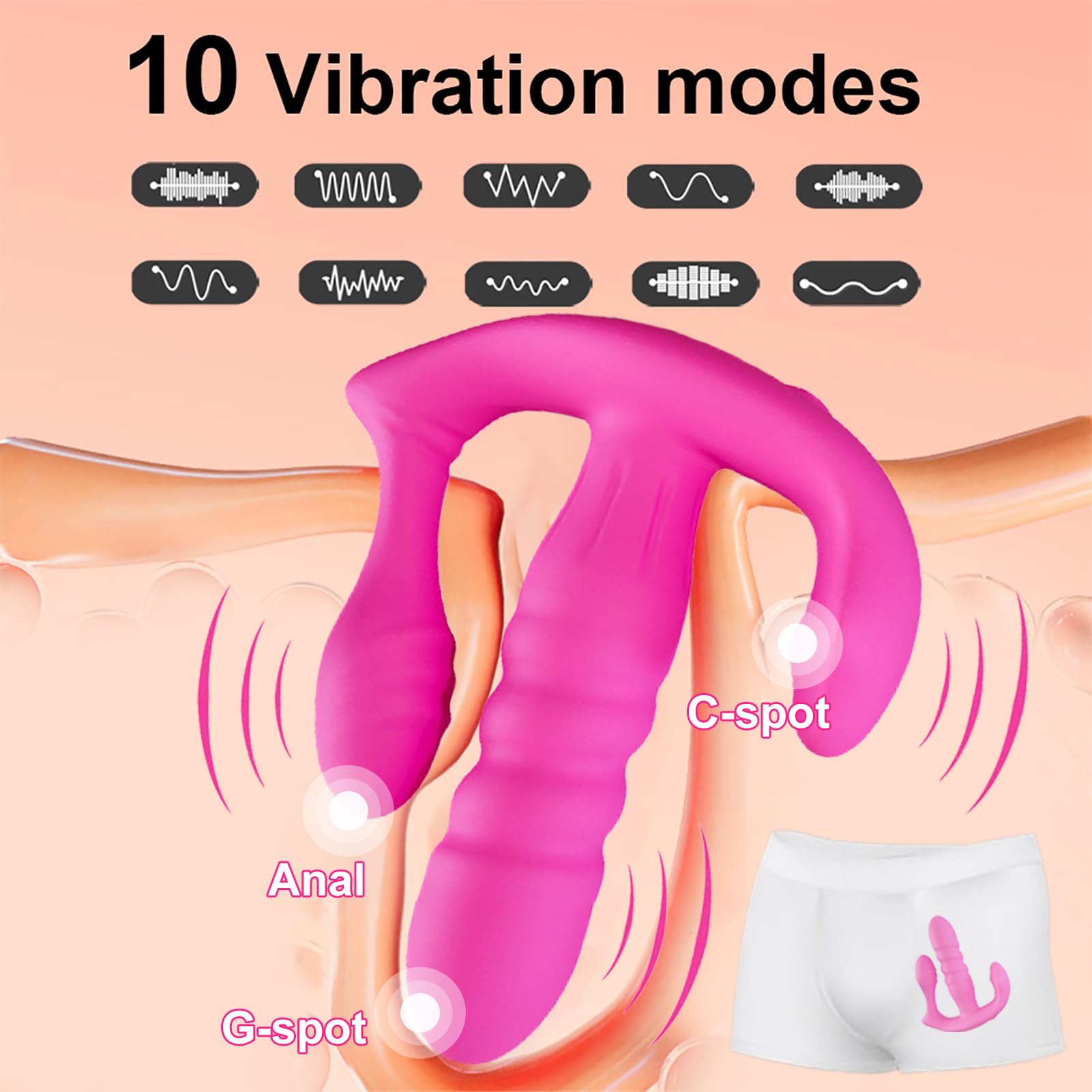 Vibrating Panties Wearable Vibrator Thrusting Dildos Anal Vibrators with Remote Control 3 in 1 with 3 Thrust Modes 10 Vibration Modes G-Spot Butterfly Vibrator for Women Couples Adult Sex Toys