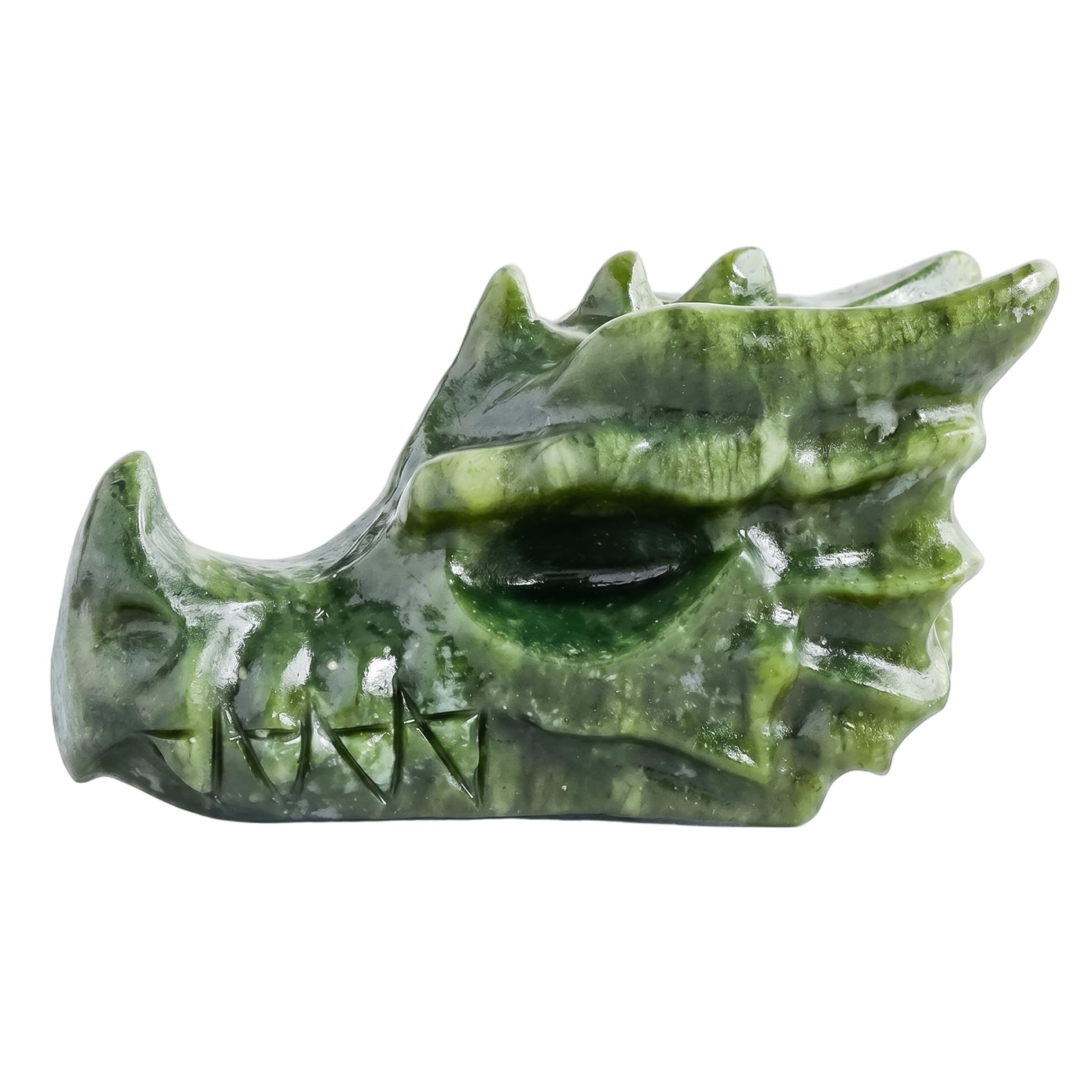 Tapallmy Jade Dragon Hand carved Head Jade Statue Natural Small Serpentine Dragon Figurine Home Office Decor