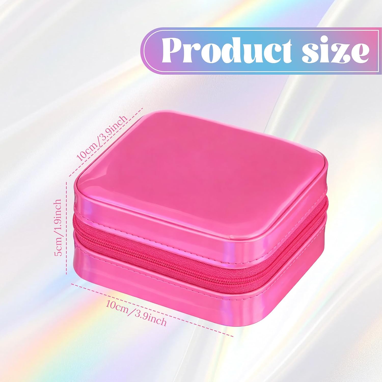 Nosiny 2 Pack Wedding Gifts Travel Jewelry Box with Mirror Small Laser Jewelry Case Organizer for Women Rings Earrings(Rose Red and Dark Blue) image 2