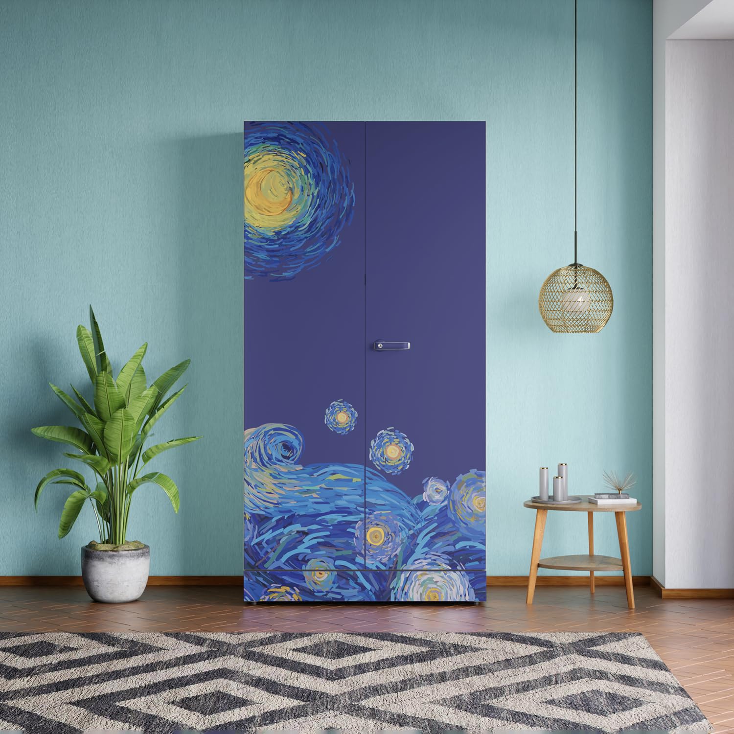 Interio by Godrej Auraline® Men Premium Digital Printed 2-Door Steel Almirah (Lunar Tides - Skipper Blue), 1-Year Warranty, 2 Drawers-image-11