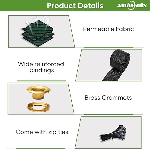 Vista 4 de Amagenix - Valla de privacidad de 6 x 8 pies con malla personalizada, cubierta de sombra para vallas con ojales de latón, cubierta protectora