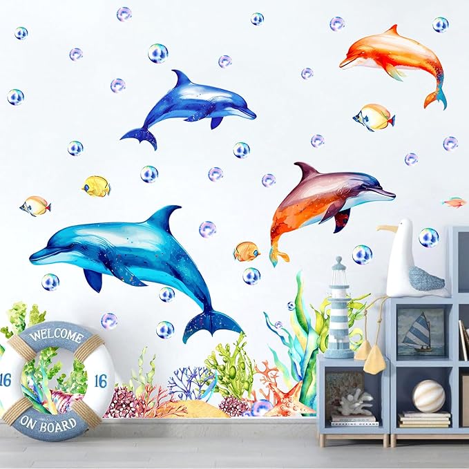 Large Dolphin Wall Decals Under The Sea Wall Stickers Ocean