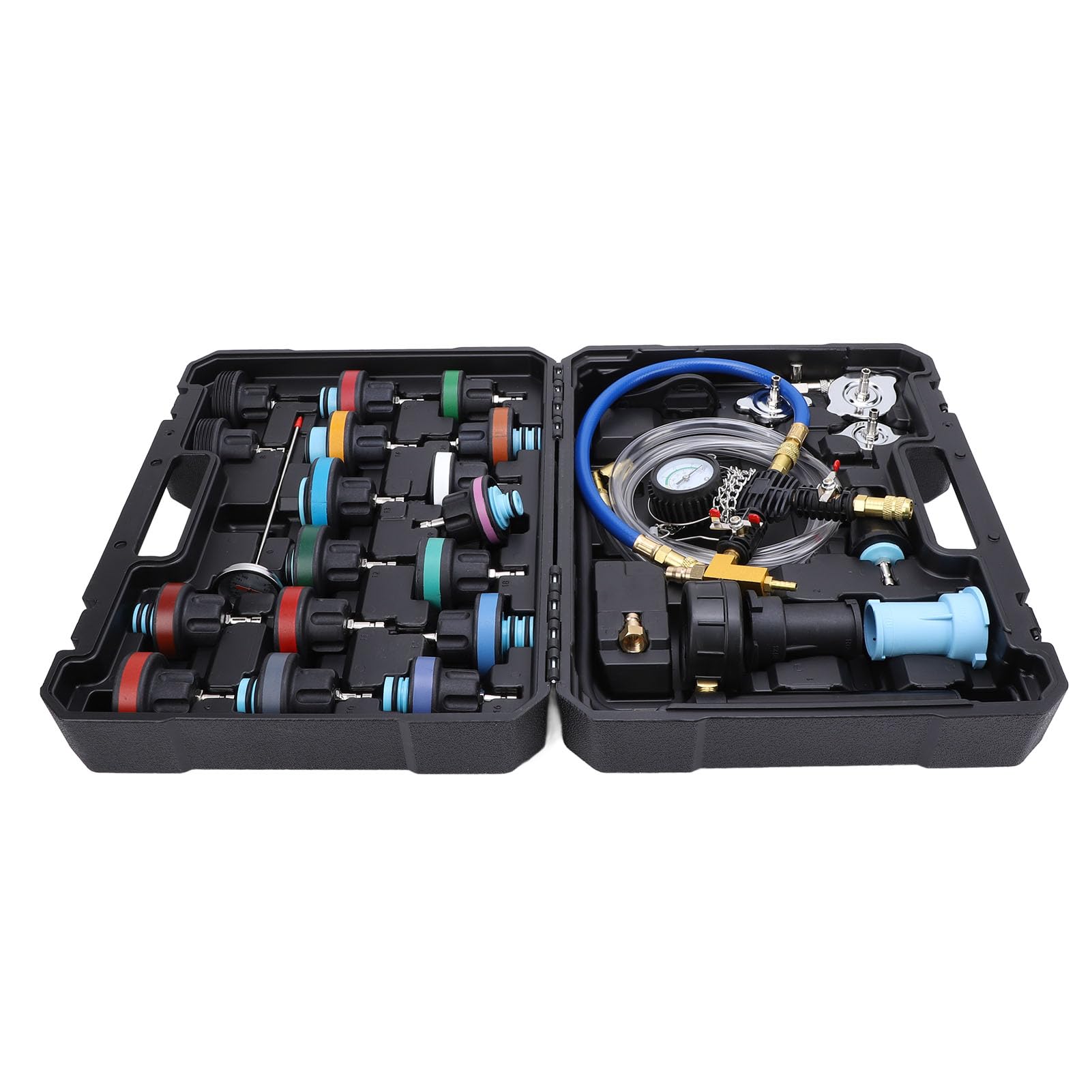 Naroote Kit Tester Pressione Liquido Refrigerante Radiatore 28 Pezzi, Strumento di Ricarica Sottovuoto con Valvola Aggiornata e Tappi di Prova Codificati a Colori per la Maggior Parte dei Veicoli
