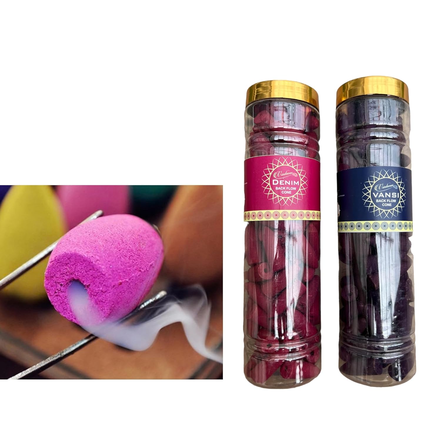 VRINDAVAN Backflow Multicolor Incense Cones Smoke Fountain Cone dhoop Long Lasting Aroma