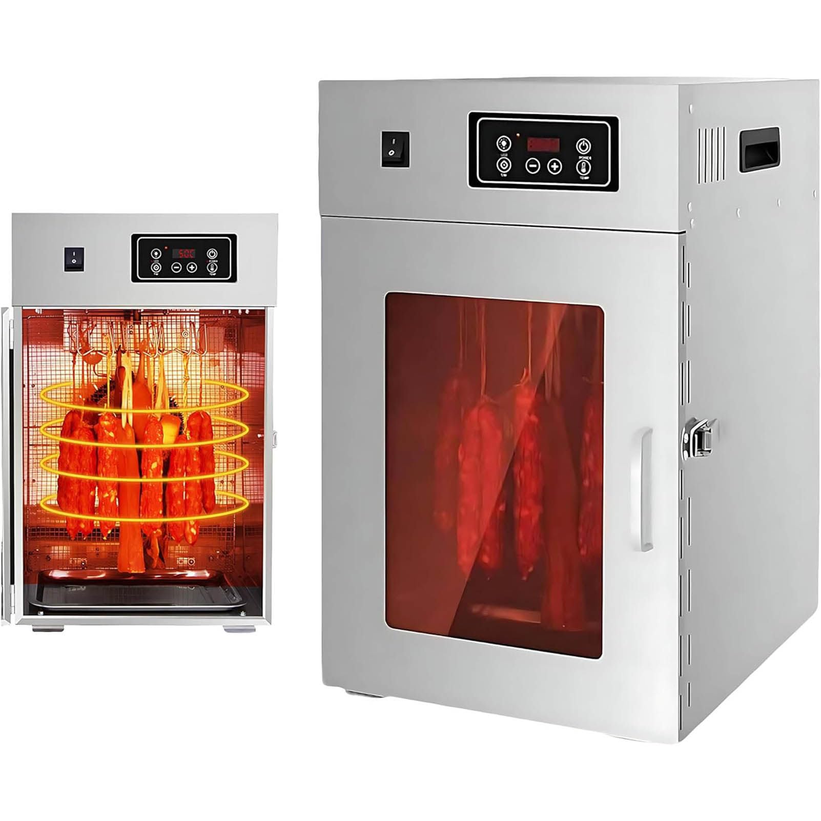 Dry Aged Reifeschrank Aus Edelstahl, Dörrgerät Und Trockenschrank Für Fleisch, Große 14 Aufhängestangen, Temperaturregelung Von 30-90℃, Zum Trocknen Von Biltong, Fleisch Und Wurst