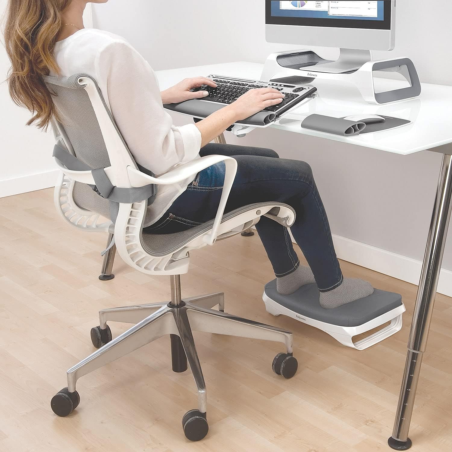 Fellowes I-Spire Series Foot Cushion/Rest, White/Gray (9311701)