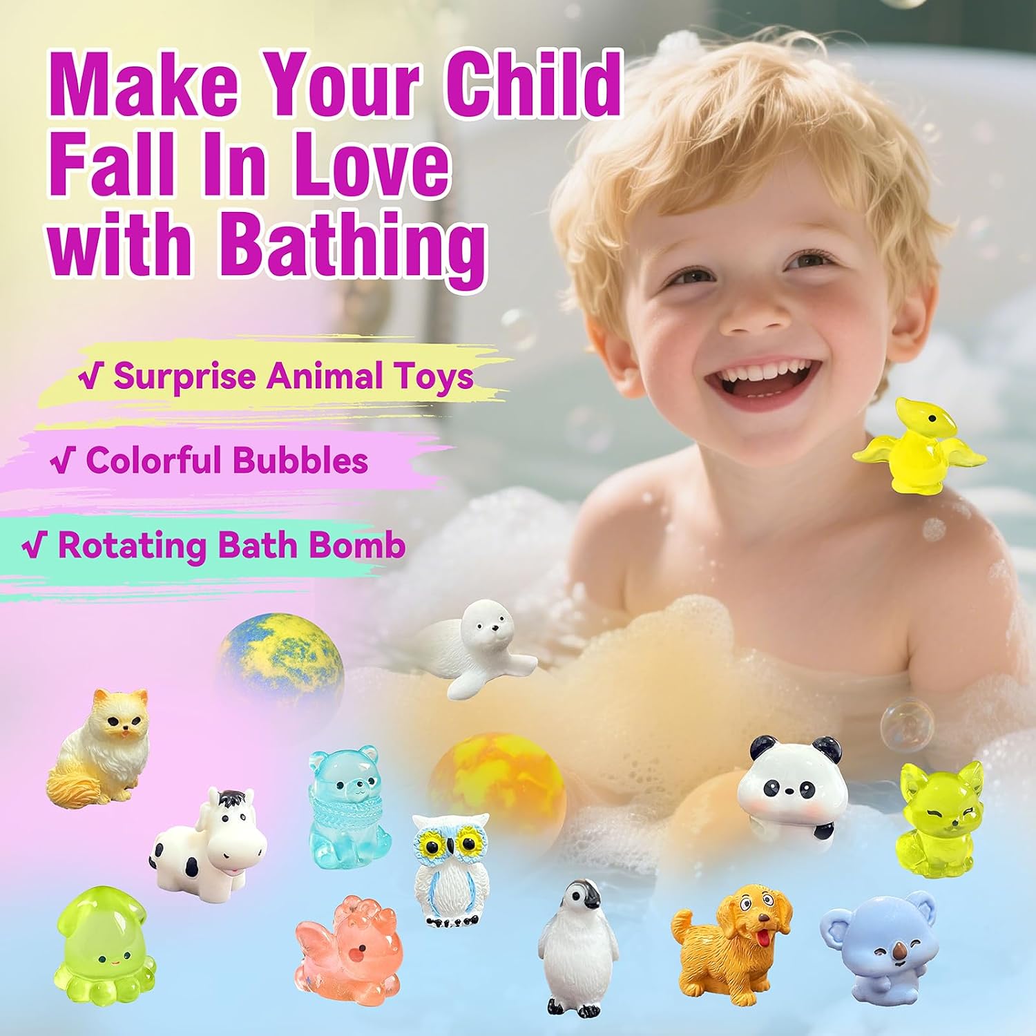 Bath Bombs for Kids Girls Boys with Surprise Toys Inside, 20pcs Animal Toys
