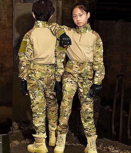 Miniatura 2 de HARGLESMAN Trajes militares tácticos para niños, camisa y pantalones de combate de Amry de manga larga
