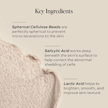 DIME Beauty Whipped Exfoliating Face Mask - Gentle Scrub with Salicylic Acid, Lactic Acid and 3-Size Cellulose Beads, Pore Cleansing, Smoothing Facial Exfoliator - 2 oz / 60 ml