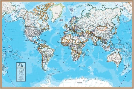 Waypoint Geographic Contemporary Series World Wall Map, Laminated World Map Poster, Educational Wall Art For Home, Classroom, or Office, Unique Gifts, 24 x 36