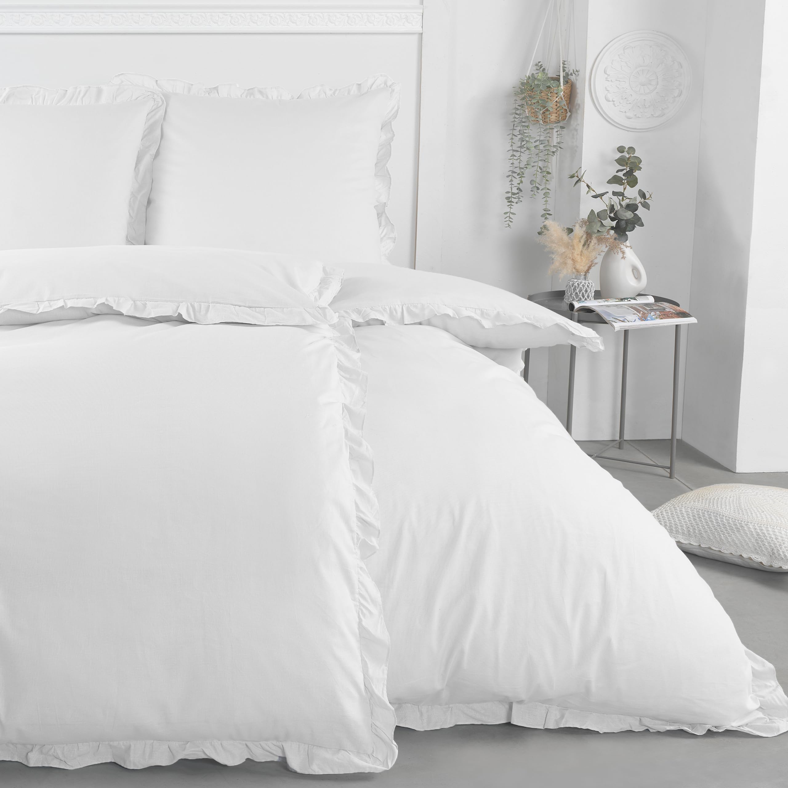 Rüschen Bettwäsche Set, 4-TLG., 135x200, Weiss