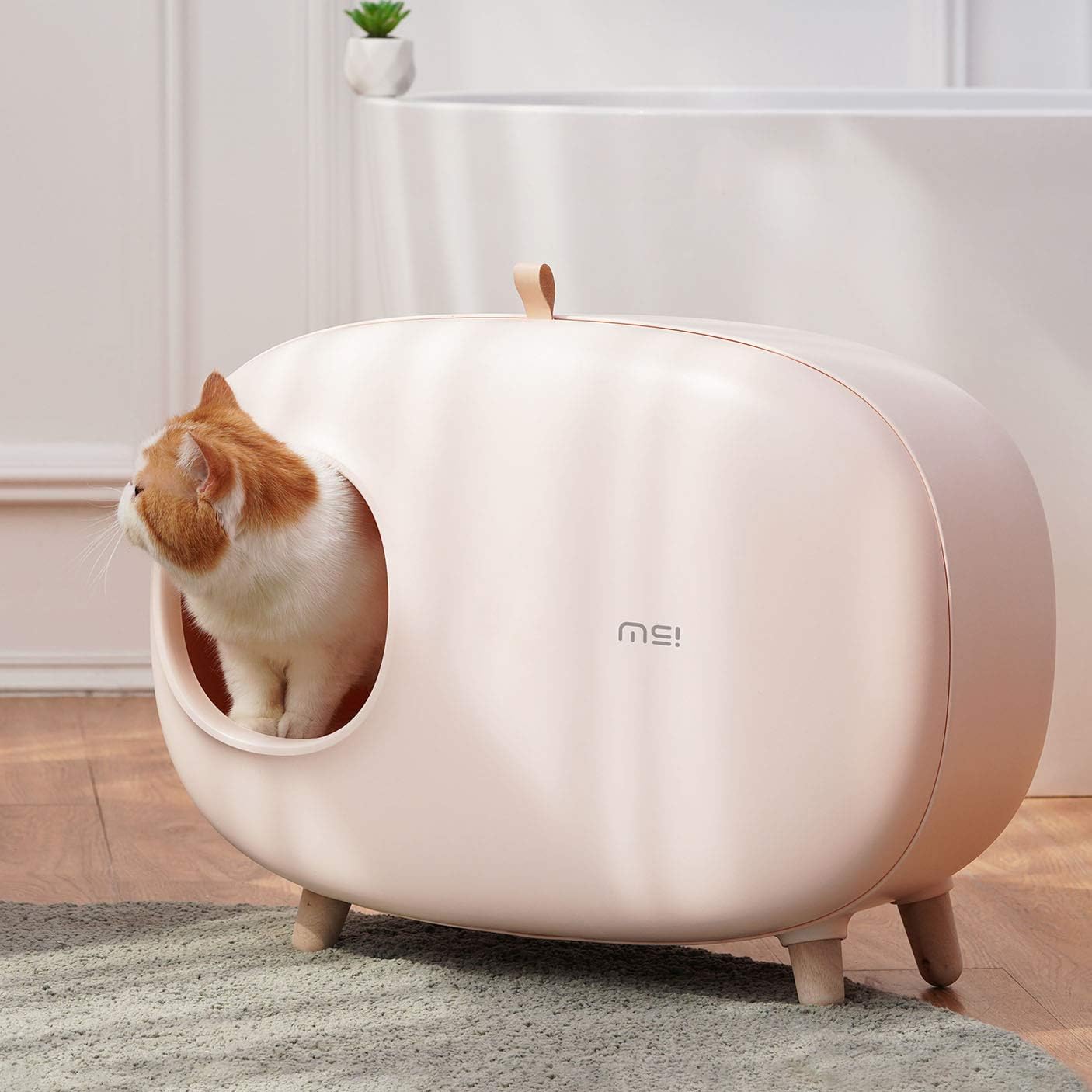 BlueSnail MS Cat Litter Box for Easier Handling of Cat Litter, with Cat Litter Scoop, Prevent Sand Leakage, Easy to Clean, Easy Assembly…
