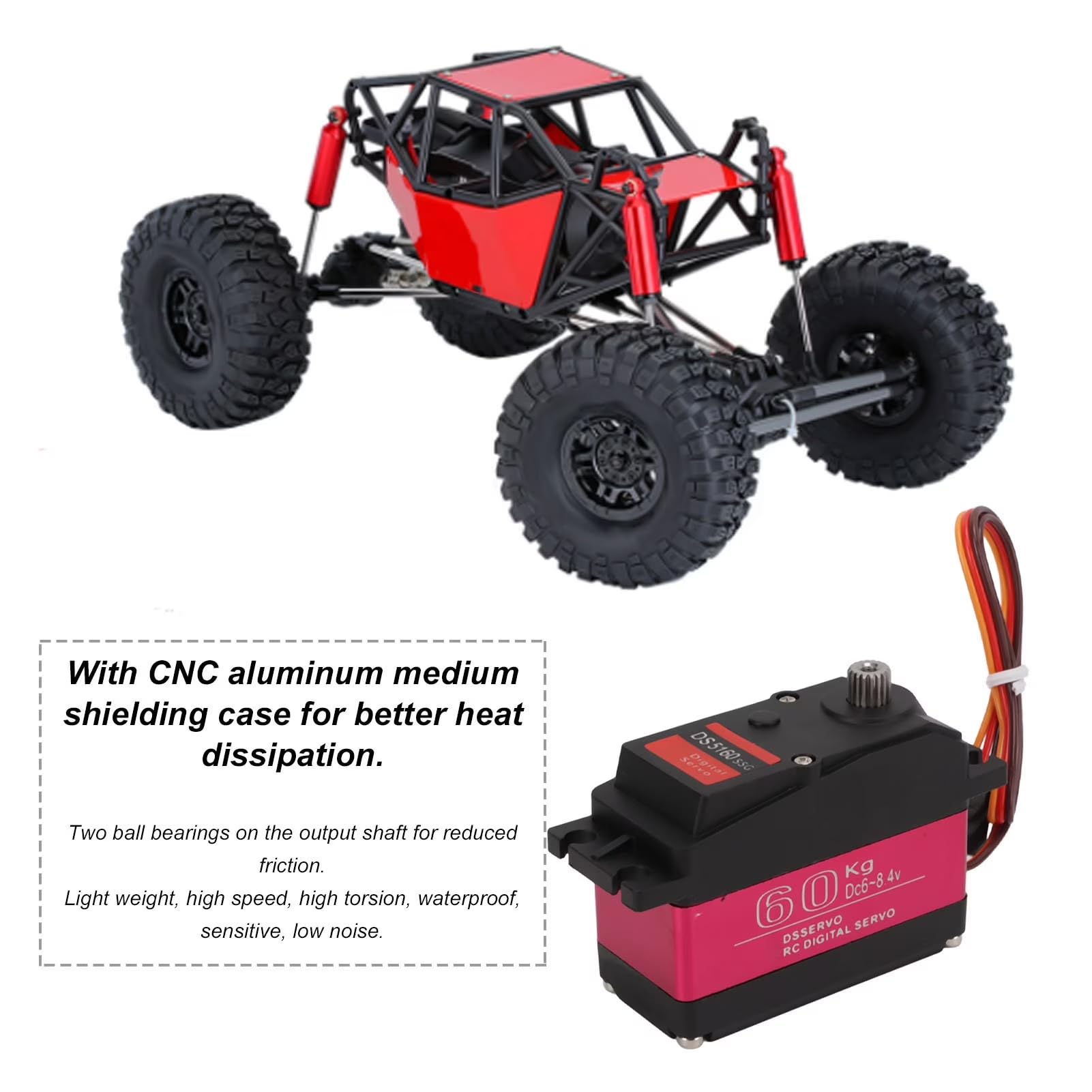 Servo à couple élevé HV étanche 60 kg DS5160 Servo robotique à engrenages métalliques Servo numérique pour voiture RC 1/5 Redcat HPI Baja 5B SS