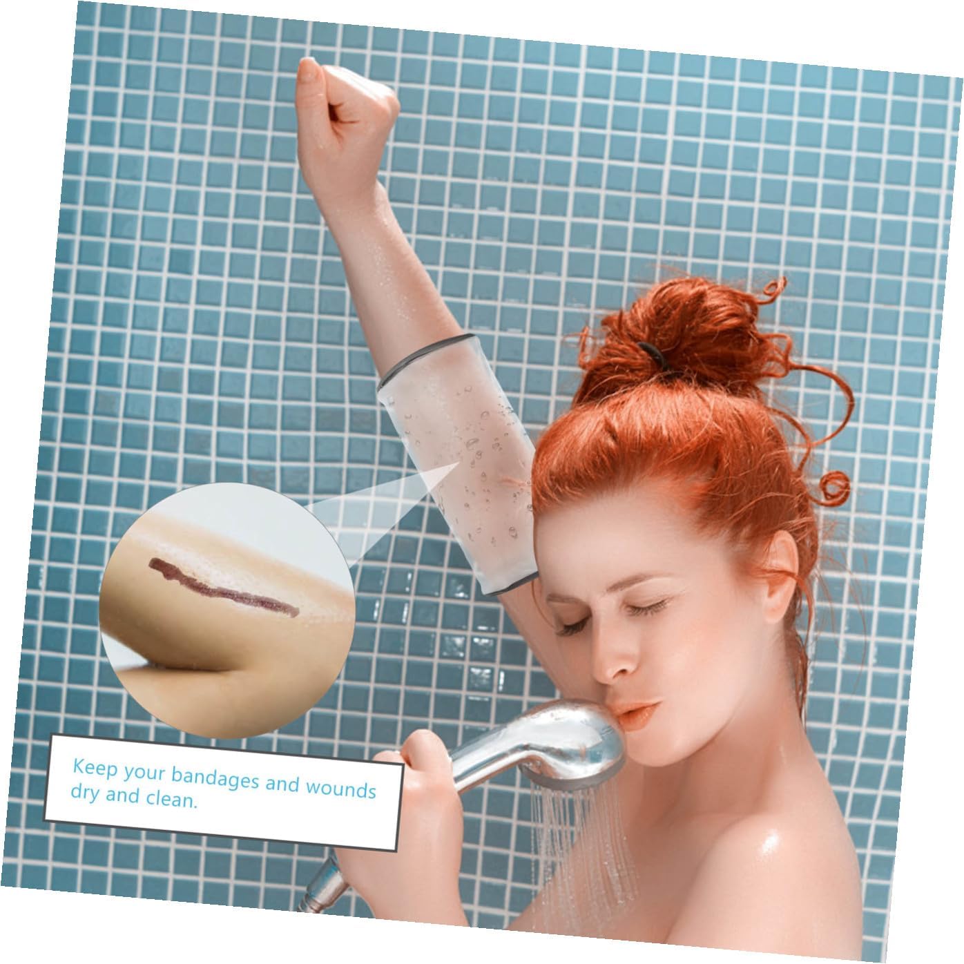 GALPADA Waterproof Shower Elbow Sleeve Protector for Upper Arm 1-Piece Cast Cover Watertight Arm Shower Protector for Post-Surgery Use for Keeping Wounds Dry