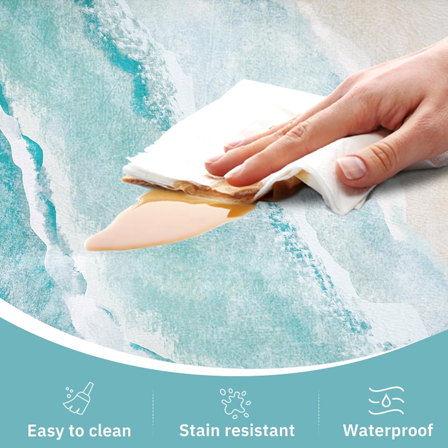 Beach Coastal Kitchen Rugs Mats 2PCS 10mm Thickness Blue Abstract Wave Kitchen Rugs Sets Cushioned Anti Fatigue Kitchen Floor Mat PVC Waterproof Non-Skid Comfort Standing Mat, 17.3" x28" + 17.3" x 47