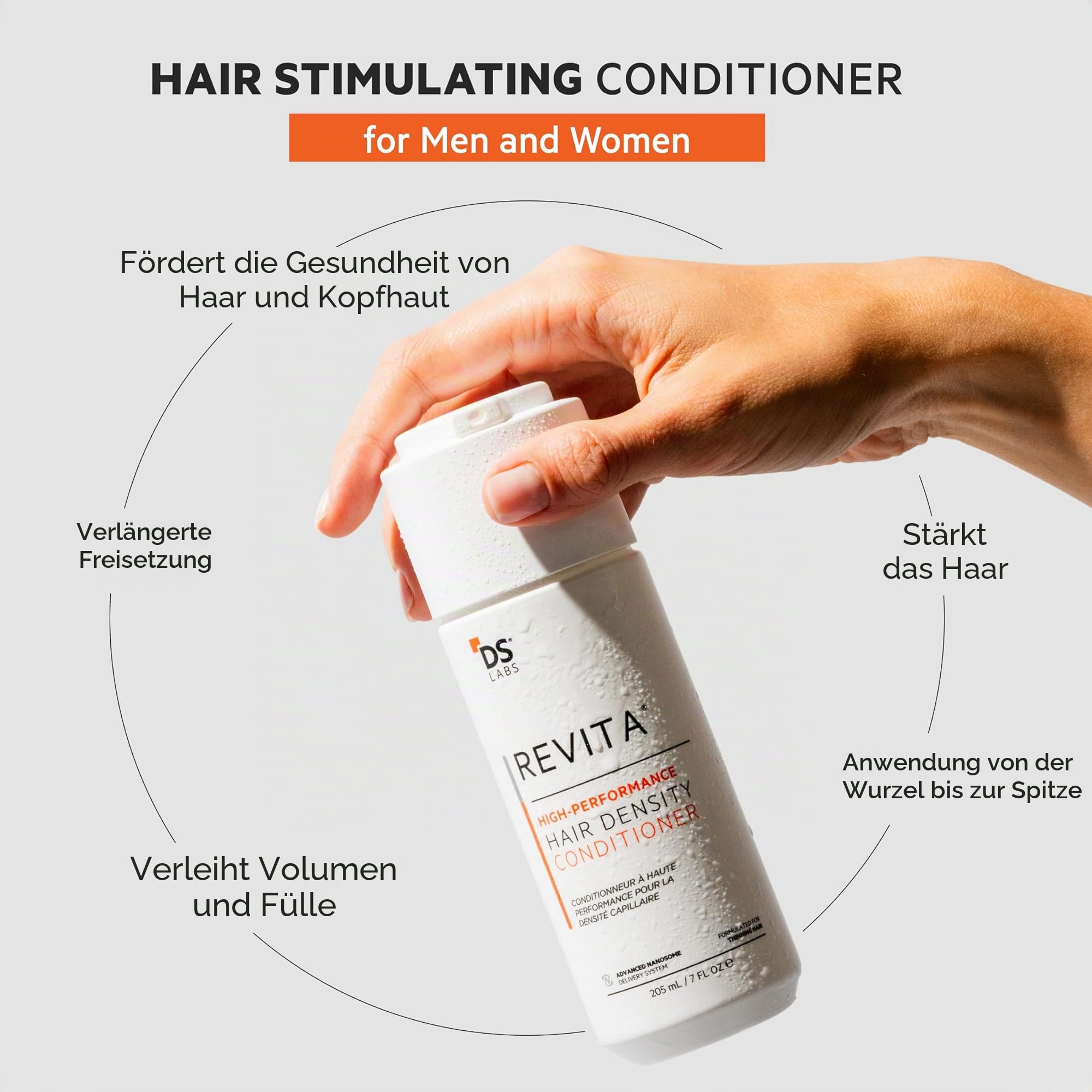 Revita Shampoo und Spülung für dünner werdendes Haar, unterstützt das Wachstum, stärkt und verdickt das Haar, sulfatfrei, DHT-Blocker, 205 ml