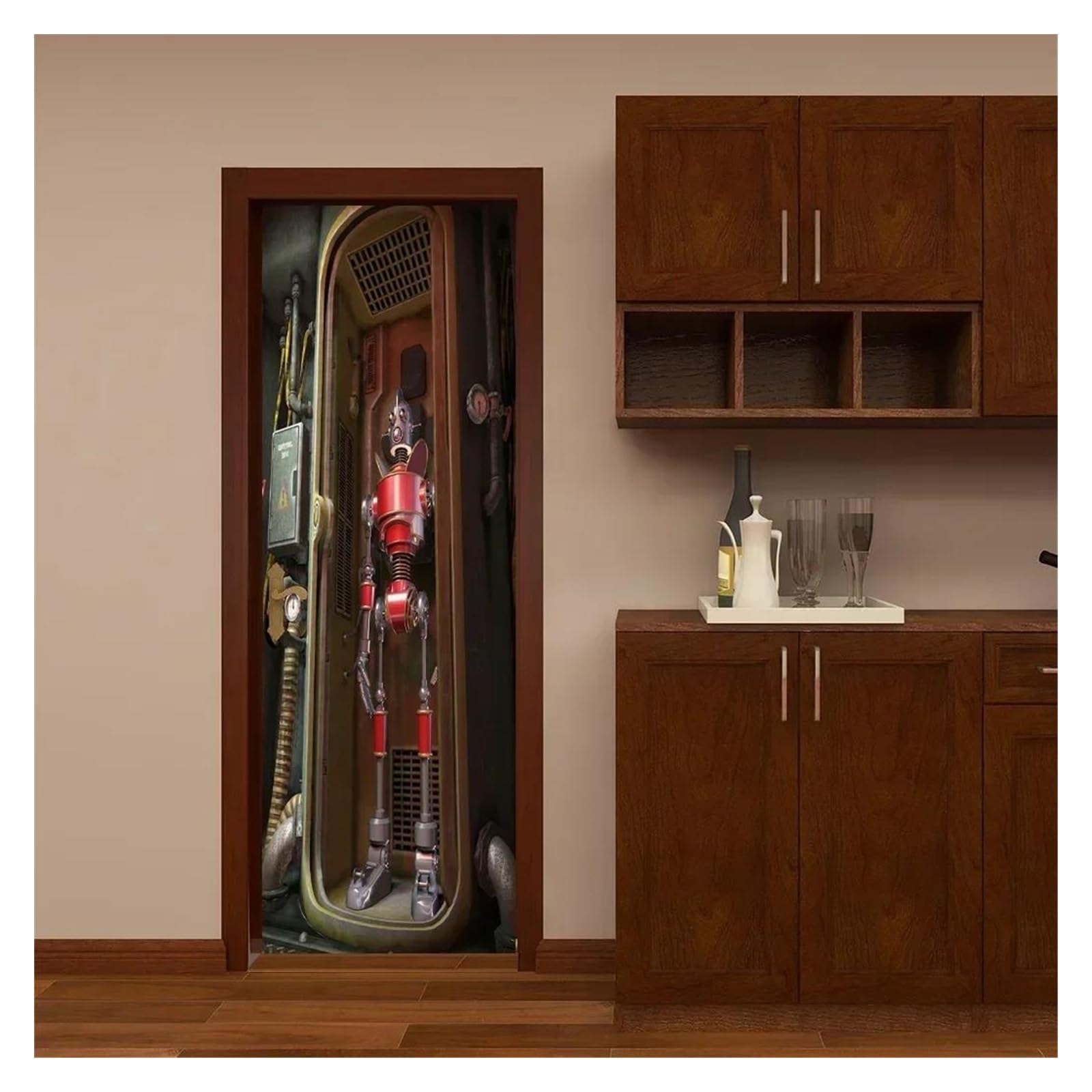 Autocollants de porte style industriel métal blindé pour déco de chambre