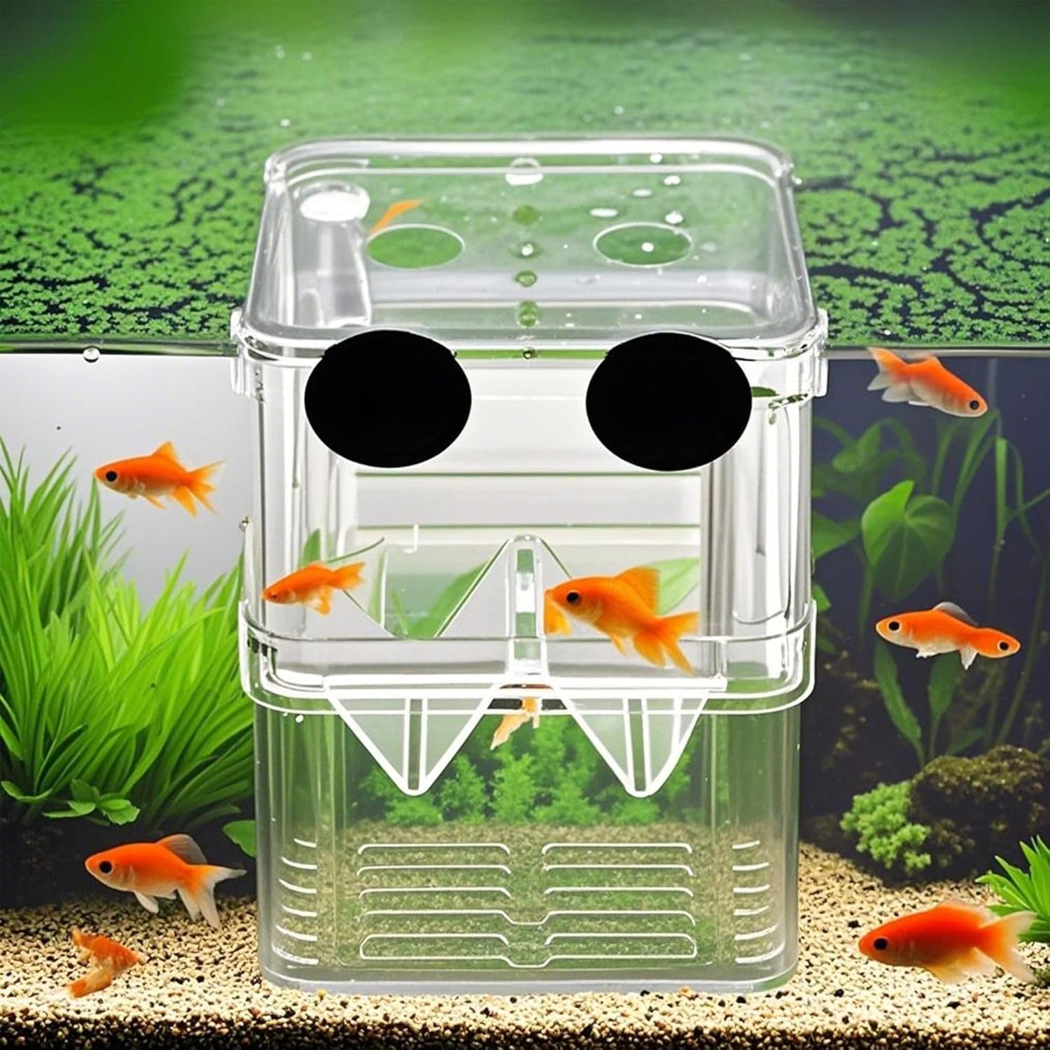 VAYINATO Aquarium (Large) Guppy Double Deck Breeding Box with Suction Cups – 13x10x7cm | Transparent Isolation & Breeding Tank for Fish, Fry & Betta | Sturdy, Safe & Easy to Use-picture-17