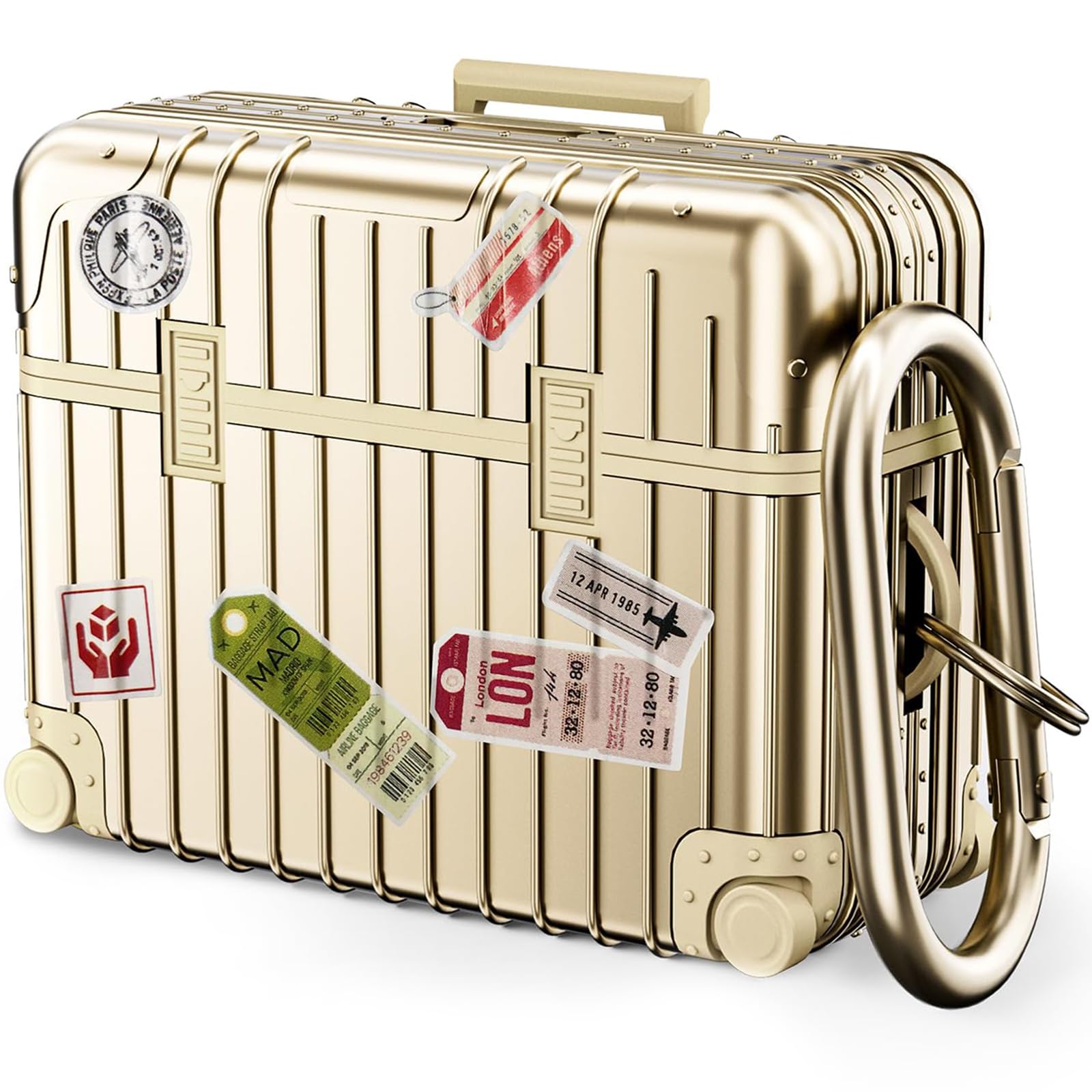 KOREDACompatible with AirPods Pro 2nd/1st Generation Case Cover, Cute Funny Suitcase Design Case for Airpods Pro 2nd/1st Gen, Fashion Protective Hard Case for Women Men with Keychain