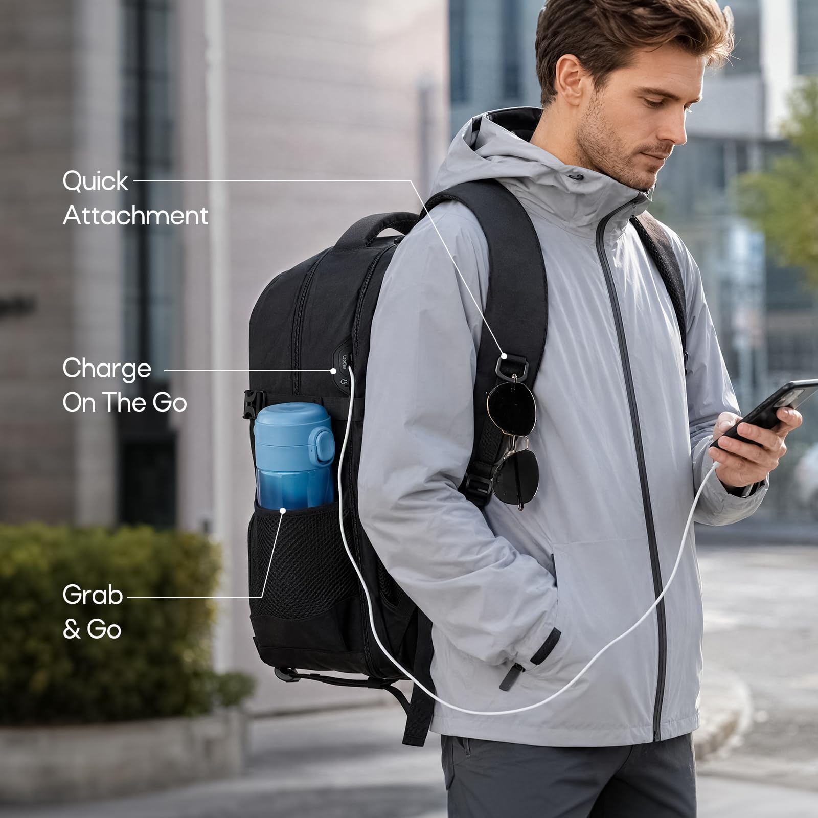 RAINSMORE Zaino Porta PC 17.3 Pollici con Scomparto Termico, Zaino Uomo
