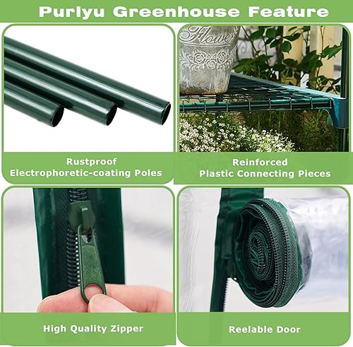 Miniatura 4 de Mini Invernadero para Interior y Exterior, Casa Verde para Plantas con Soporte de 4 Niveles Portátil con Cubierta Duradera de PVC para Plántulas,