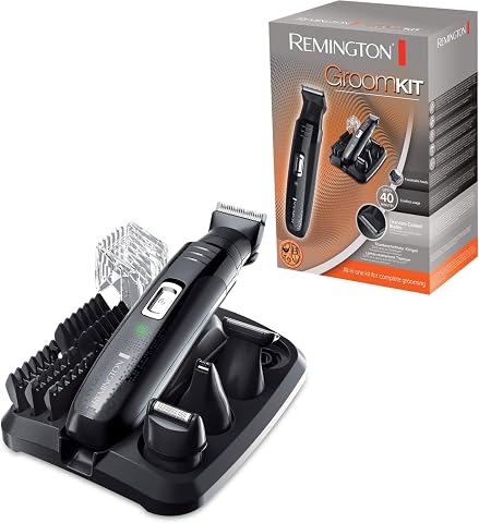 Remington Groomkit Pg6130, Yüz Ve Vücut Kılı Için Şekillendirme Seti, 4 Çıkarılabilir Başlık, Siyah / Gri