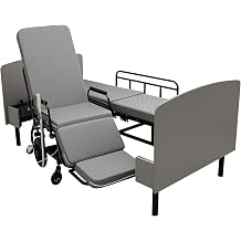 Leavader 3-in-1 Adjustable Hospital Bed with Dual Motors, Convertible to Wheelchair & Stretcher, Electric Nursing Bed with Remote, Safety Rails, Heavy Duty Elderly Home Care Bed