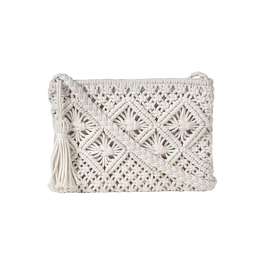 Eiyye Crochet Crossbody Bag Handmade Purse Crocheted Crossbody Bag with Tassel for Women Girls