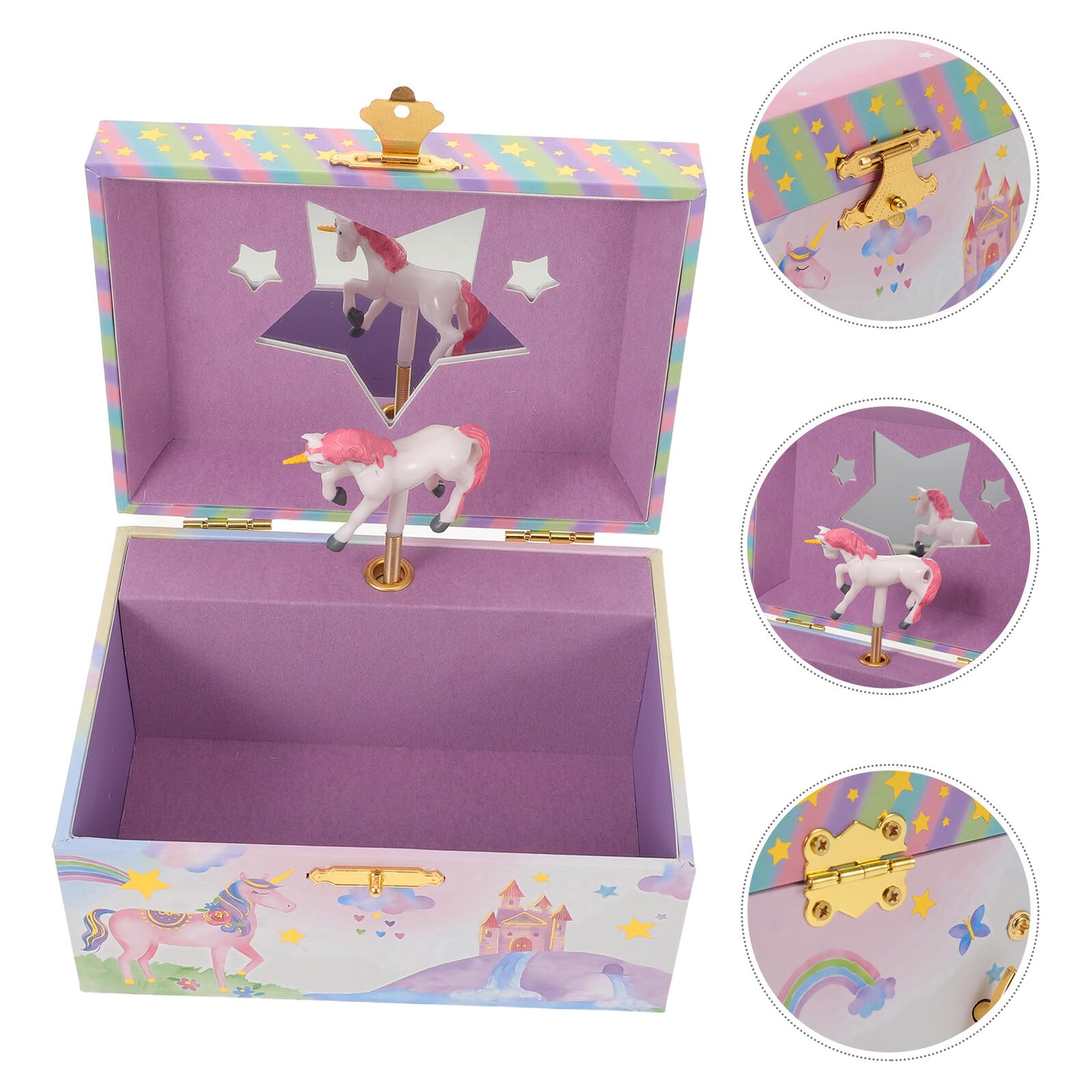 Veemoon Caja de Música Unicornio para Niñas Pequeño Joyero Multifuncional con Compartimentos Organizadores para Pendientes y Baratijas Obsequio Cumpleaños Navidad