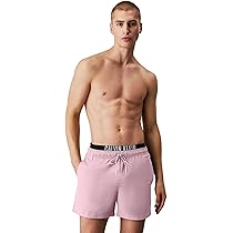Calvin Klein Uomo Pantaloncino da Bagno Medium Double con Fascia con Logo, Rosa (Sweet Pink), S