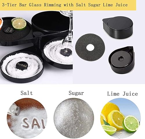Miniatura 8 de Margarita - Rimmer de sal de 3 niveles, para barman de azúcar, sal y azúcar, para beber, cócteles, sal y margarita