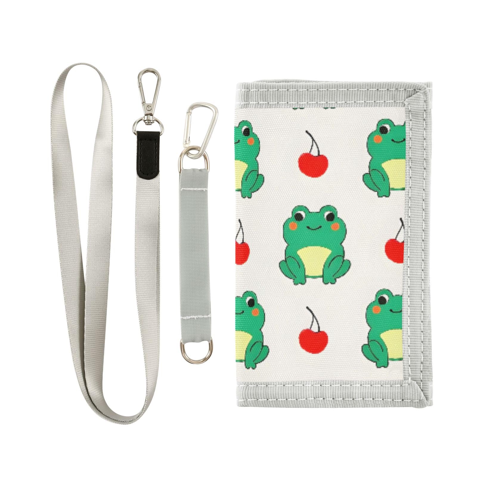 ALAZA Kids Wallets for Boys Girls Toddler Trifold Wallet Children Small Frog Cherry with Zipper Coin Pocket